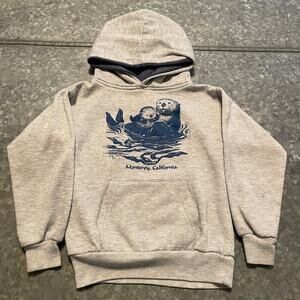 Vintage Sea Otter Monterey California K Chin Hoodie Sweatshirt Youth Medium 5/6
